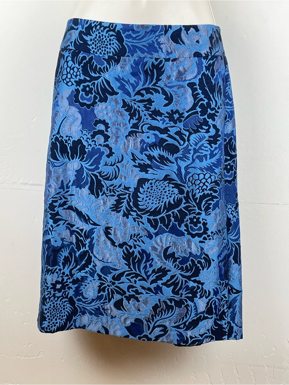 Ann Taylor Blue Floral Jacquard Skirt